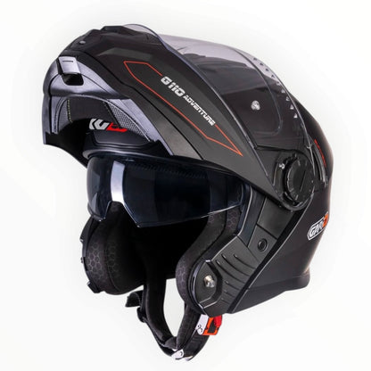 GARIBALDI（ガリバルディ）G110 Adventure Flip-up システムヘルメット【Matt Black Red】装飾品