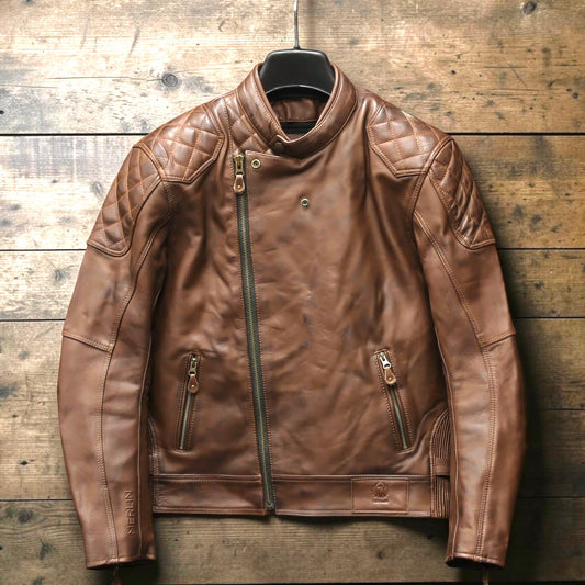 MERLIN マーリン レザージャケット "CHESTER CAFE D3O LEATHER JACKET" 【ブラウン】ワックス加工牛革