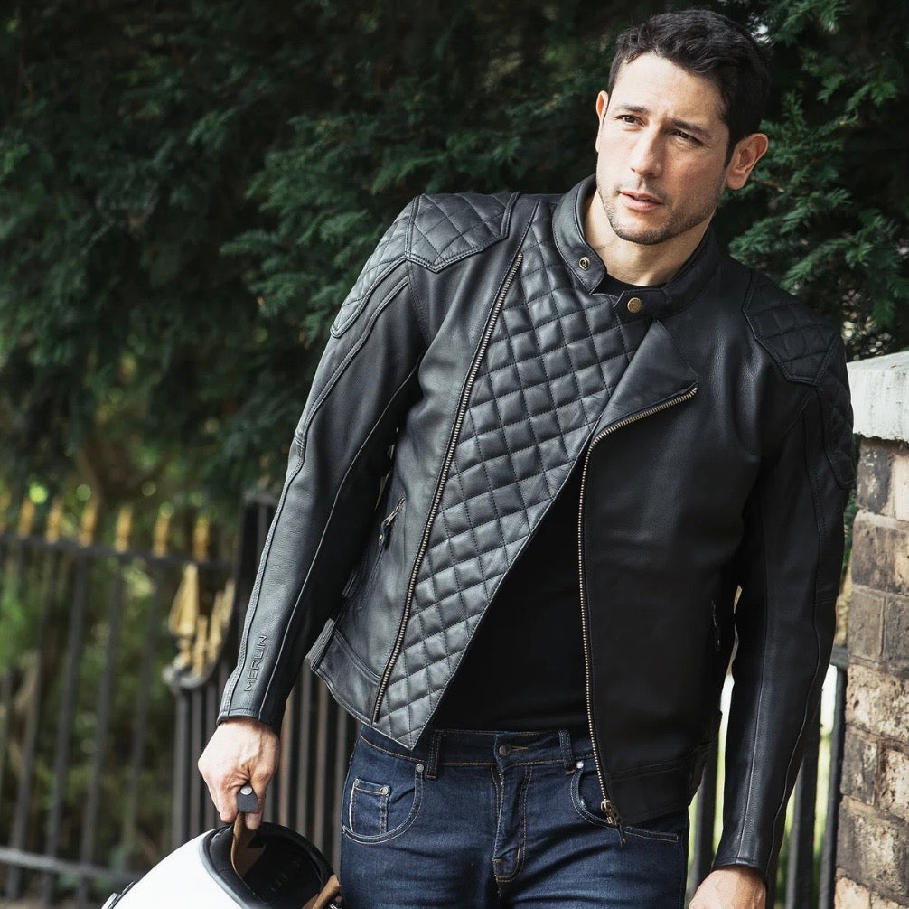 MERLIN マーリン レザージャケット "CHESTER CAFE D3O LEATHER JACKET" 【ブラック】ワックス加工牛革