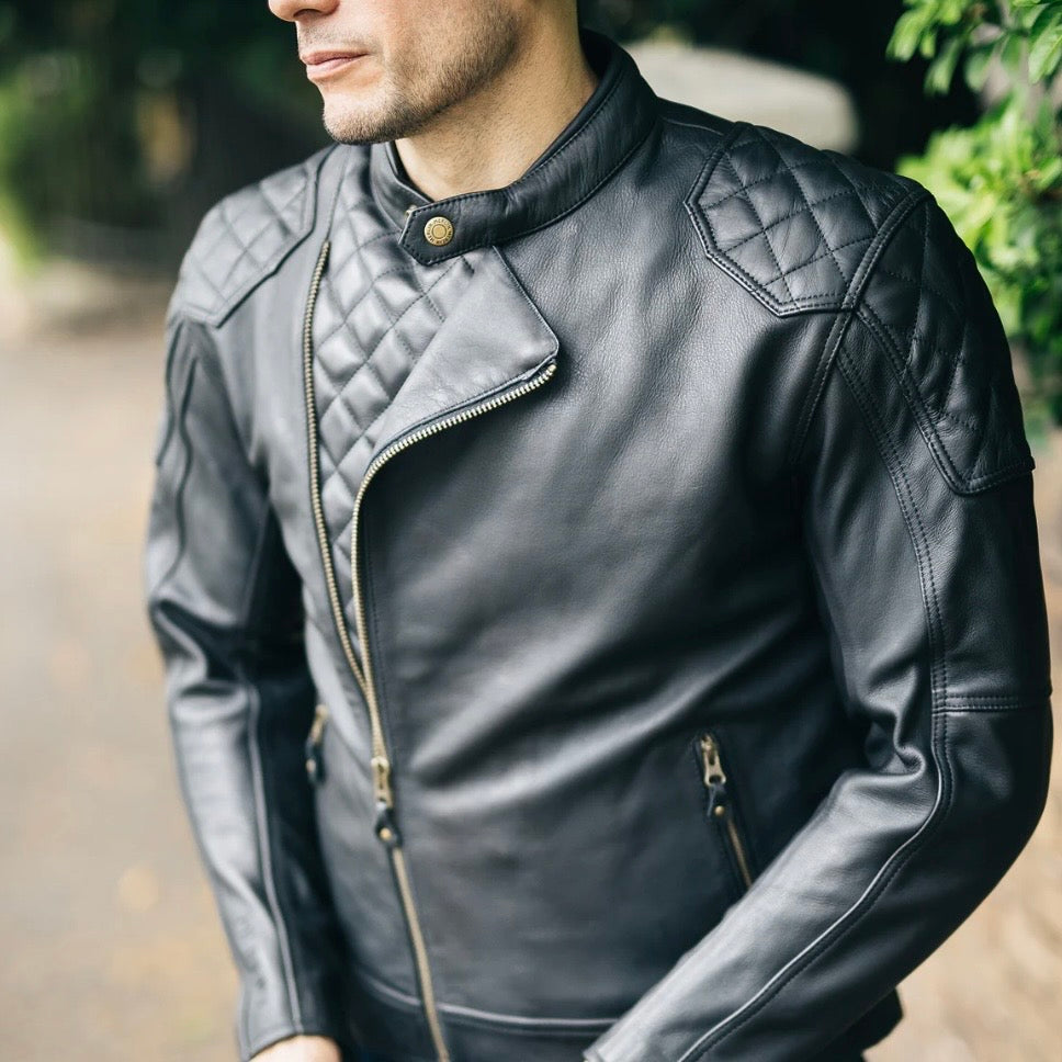 MERLIN マーリン レザージャケット "CHESTER CAFE D3O LEATHER JACKET" 【ブラック】ワックス加工牛革