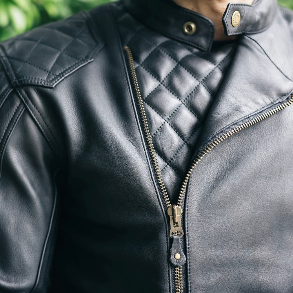 MERLIN マーリン レザージャケット "CHESTER CAFE D3O LEATHER JACKET" 【ブラック】ワックス加工牛革