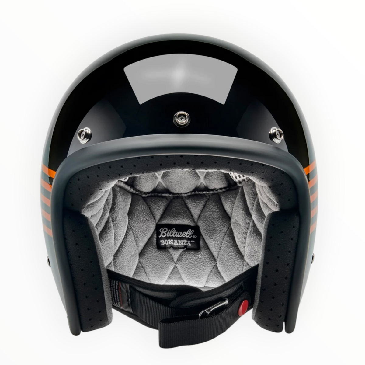 Biltwell ビルトウェル ”BONANZA" ジェットヘルメット Lightspeed Gloss Black / Orange / Yellow【装飾品】