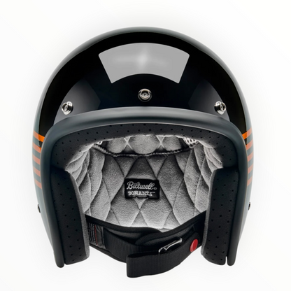 Biltwell ビルトウェル ”BONANZA" ジェットヘルメット Lightspeed Gloss Black / Orange / Yellow【装飾品】