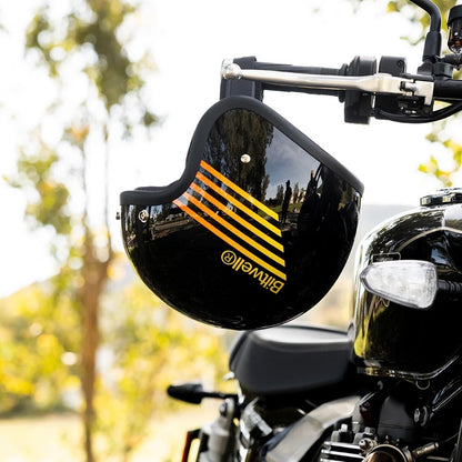 Biltwell ビルトウェル ”BONANZA" ジェットヘルメット Lightspeed Gloss Black / Orange / Yellow【装飾品】