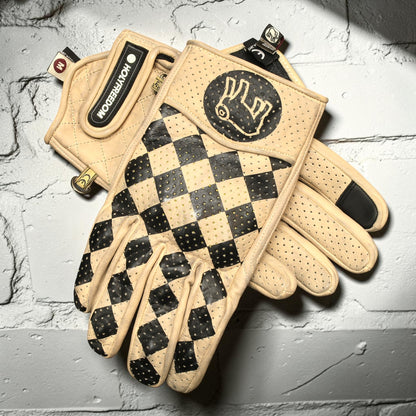 HOLYFREEDOM ホーリーフリーダム パンチングレザーグローブ "BULLIT WORKER GLOVES" 【ベージュ/ブラック】