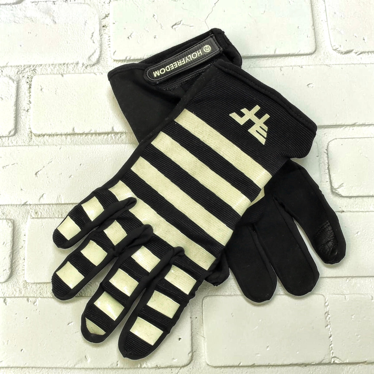 HolyFreedom ホーリーフリーダム テキスタイルグローブ ボーダー ブラック/オフホワイト 【ST.QUENTIN LIGHT GLOVES】