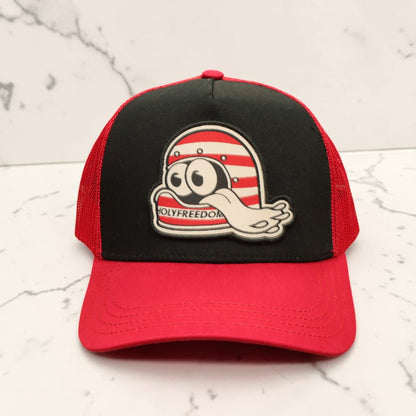 HOLYFREEDOM （ホーリーフリーダム）メッシュキャップ "HELMET CAP" ブラック/レッド