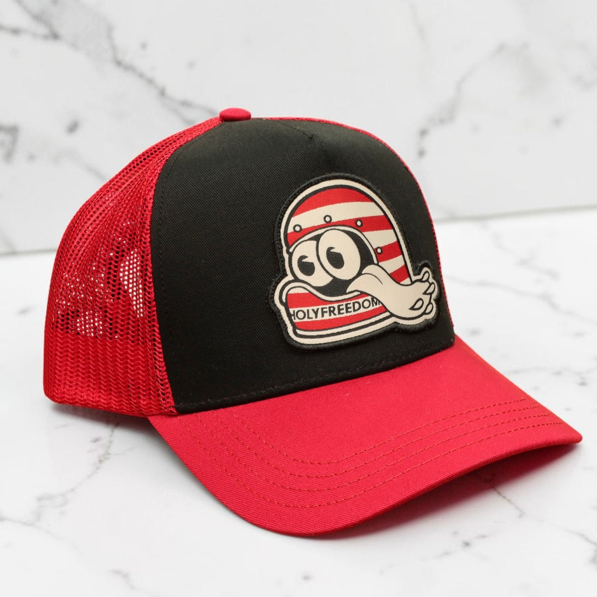 HOLYFREEDOM （ホーリーフリーダム）メッシュキャップ "HELMET CAP" ブラック/レッド