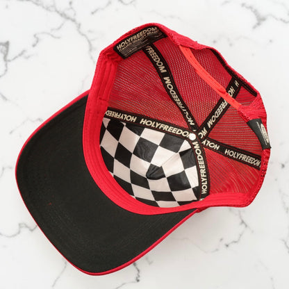 HOLYFREEDOM （ホーリーフリーダム）メッシュキャップ "HELMET CAP" ブラック/レッド