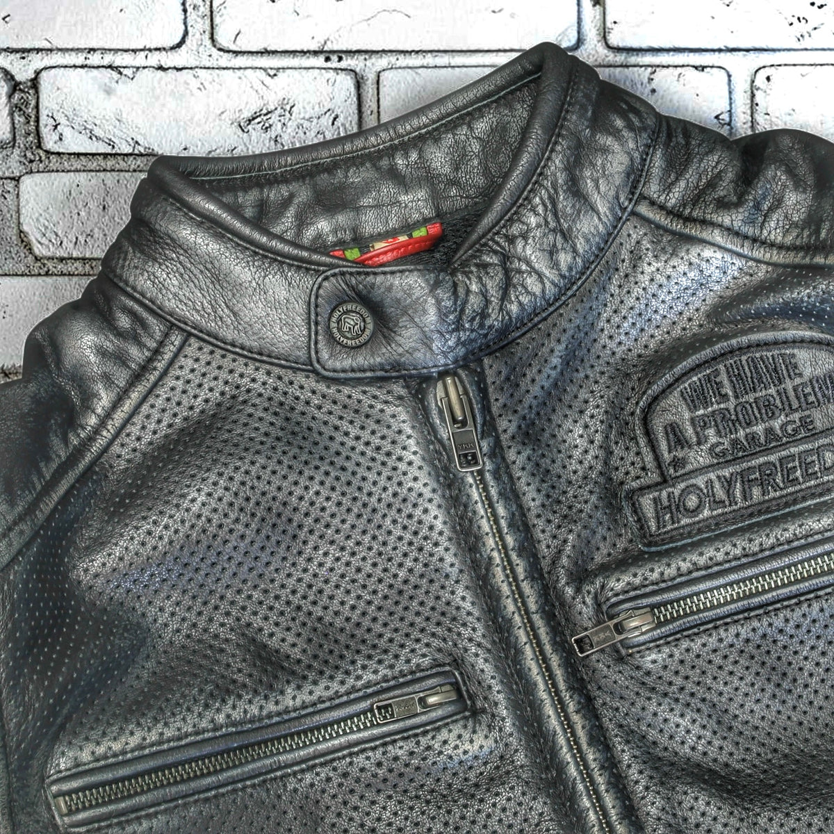 HOLYFREEDOM（ホーリーフリーダム）パンチングレザージャケット　”ZERO SUMMER BLACK JACKET”　【ブラック】