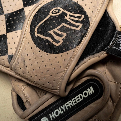 HOLYFREEDOM ホーリーフリーダム パンチングレザーグローブ "BULLIT WORKER GLOVES" 【ベージュ/ブラック】