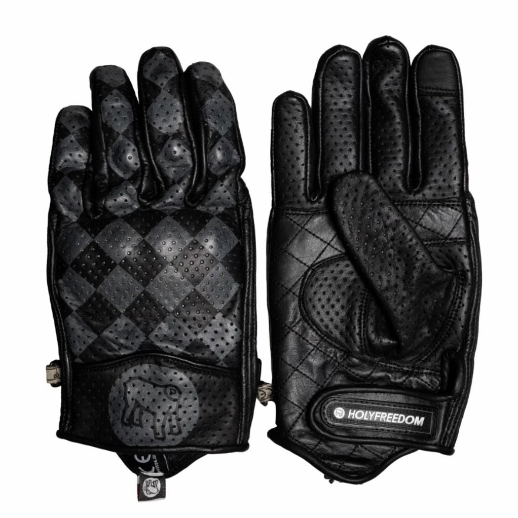 HOLYFREEDOM ホーリーフリーダム パンチングレザーグローブ "BULLIT GREY GLOVES 2026" 【グレー/ブラック】