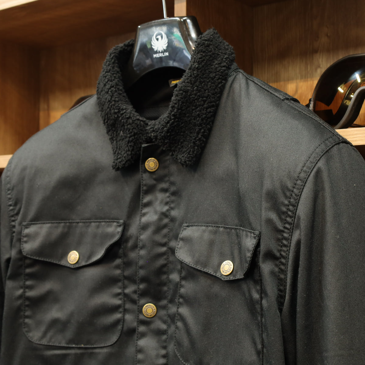 ワックスコットン フライトジャケット 【ブラック】　"Millington D3O Borg Jacket"