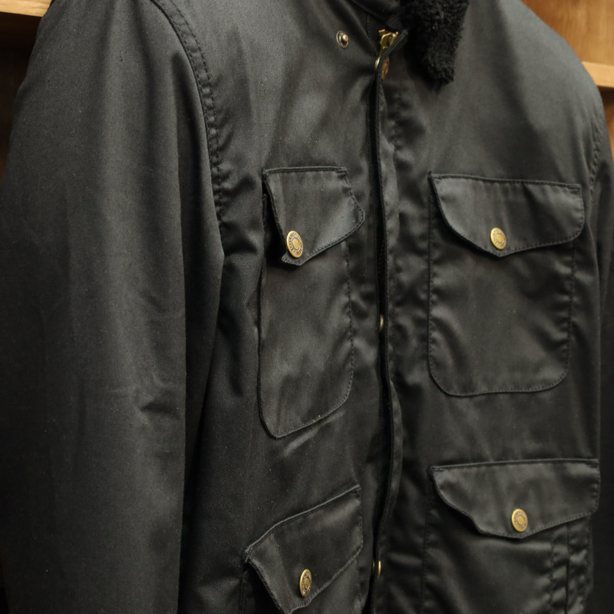 ワックスコットン フライトジャケット 【ブラック】　"Millington D3O Borg Jacket"