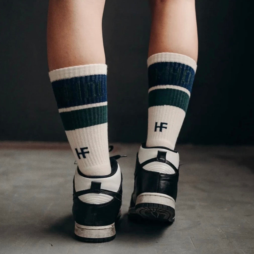 HOLYFREEDOM（ホーリーフリーダム）メンズ ソックス "LARRYBIRD SOX" 【ホワイト/ネイビー/グリーン】
