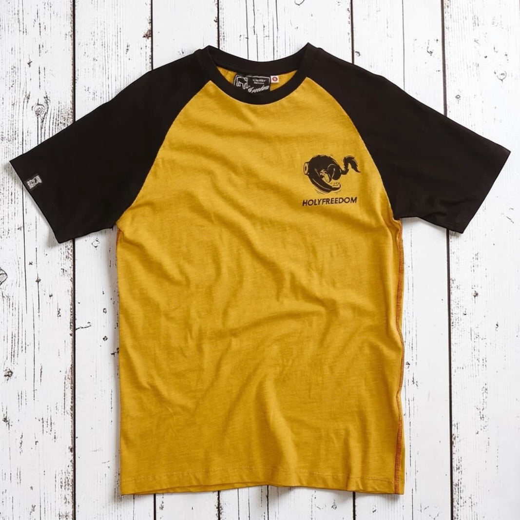HOLYFREEDOM（ホーリーフリーダム）半袖Tシャツ "SHOELES JOE T-SHIRT" 【イエロー/ブラック】