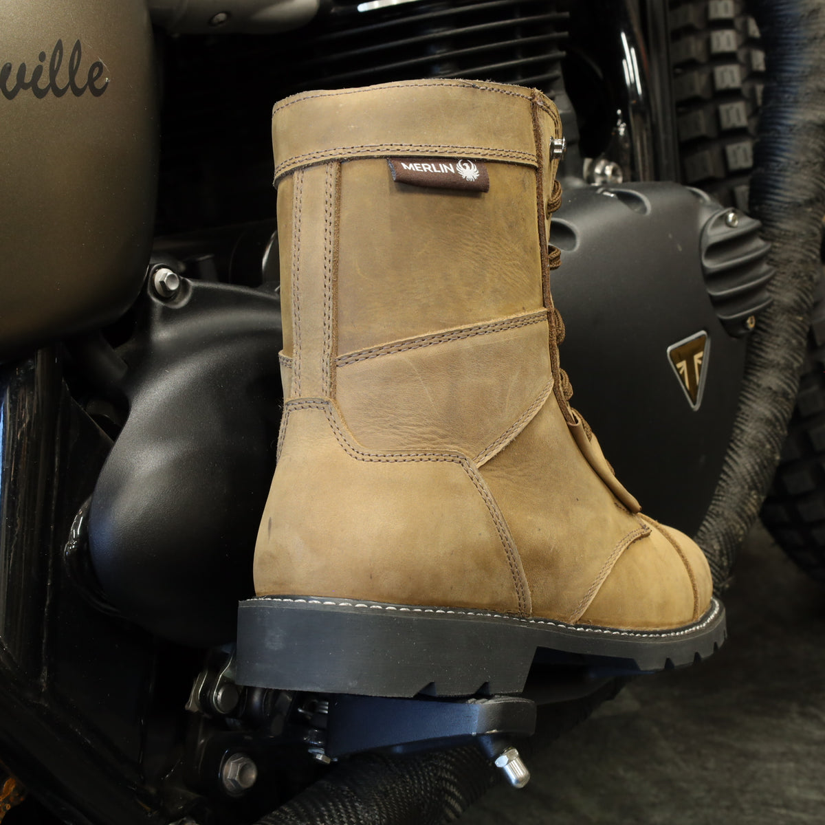 MERLIN マーリン 防水/防寒 レザーライディングブーツ 【ブラウン】Bandit D3O® Waterproof Boot
