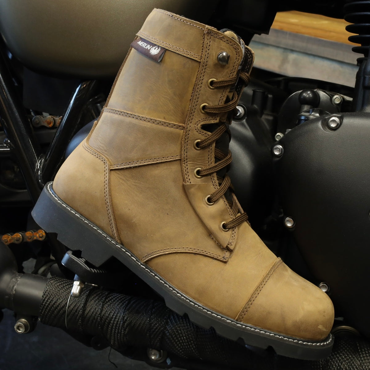 MERLIN マーリン 防水/防寒 レザーライディングブーツ 【ブラウン】Bandit D3O® Waterproof Boot