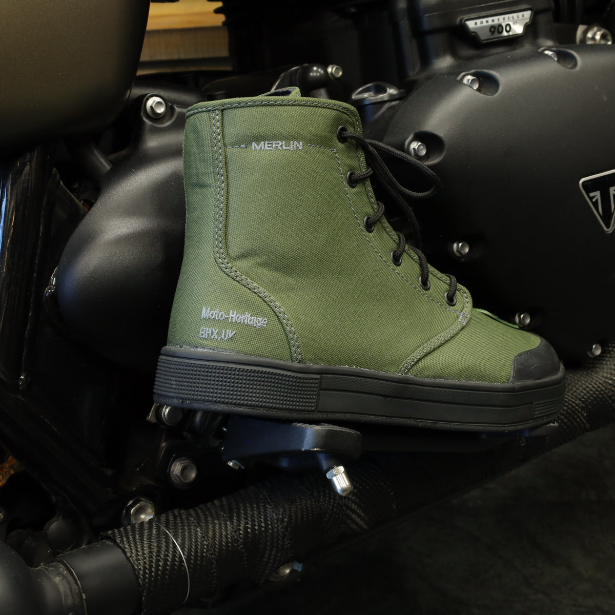 MERLIN マーリン ライディングシューズ "Knots Canvas D3O Boot" 【オリーブ】