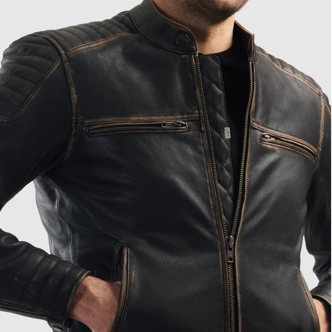REBELHORN（レベルホーン）レザージャケット "Hunter II Leather Jacket " 【ヴィンテージブラウン】
