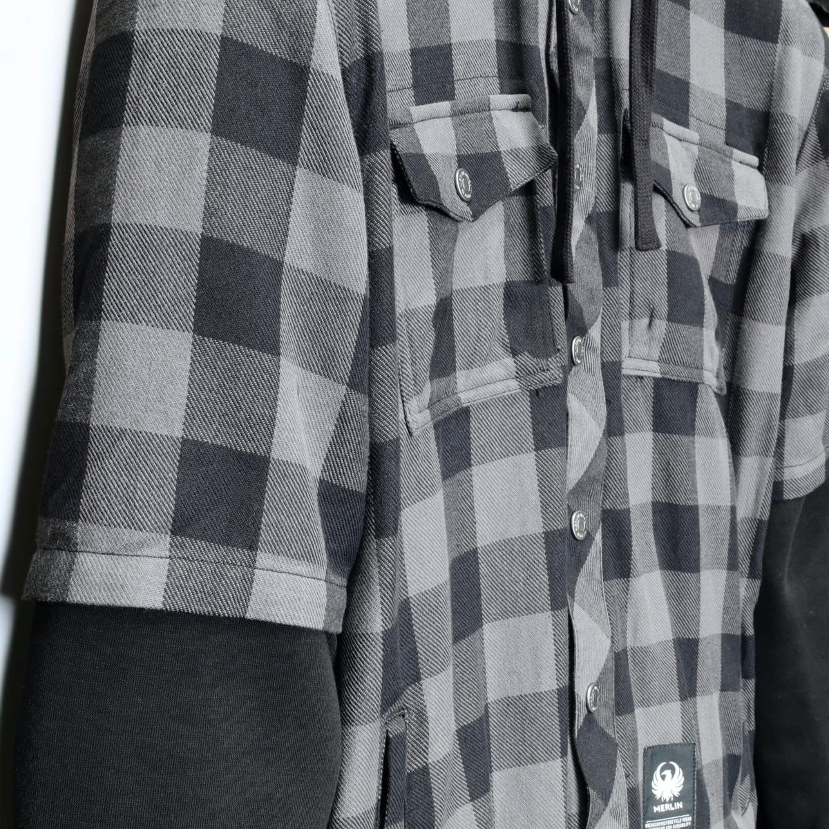 MERLIN （マーリン） ライディングシャツジャケット "DEADWOOD FLANNEL HOODY" 【ブラック/グレー】