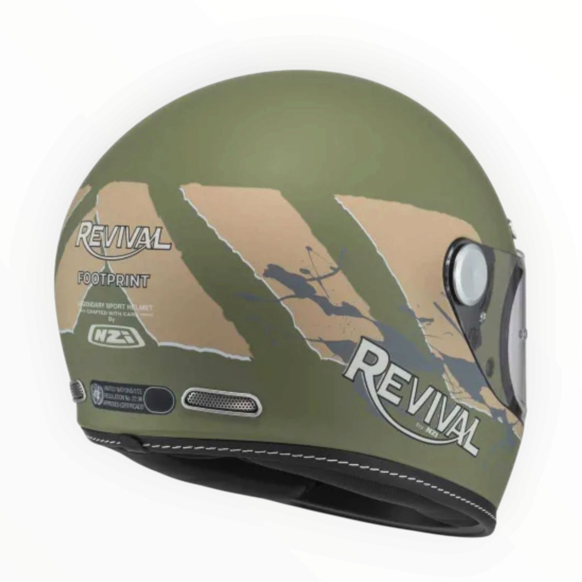 NZI HELMETS  ”REVIVAL"  フルフェイスヘルメット【Footprint Green/Grey Matt】装飾品