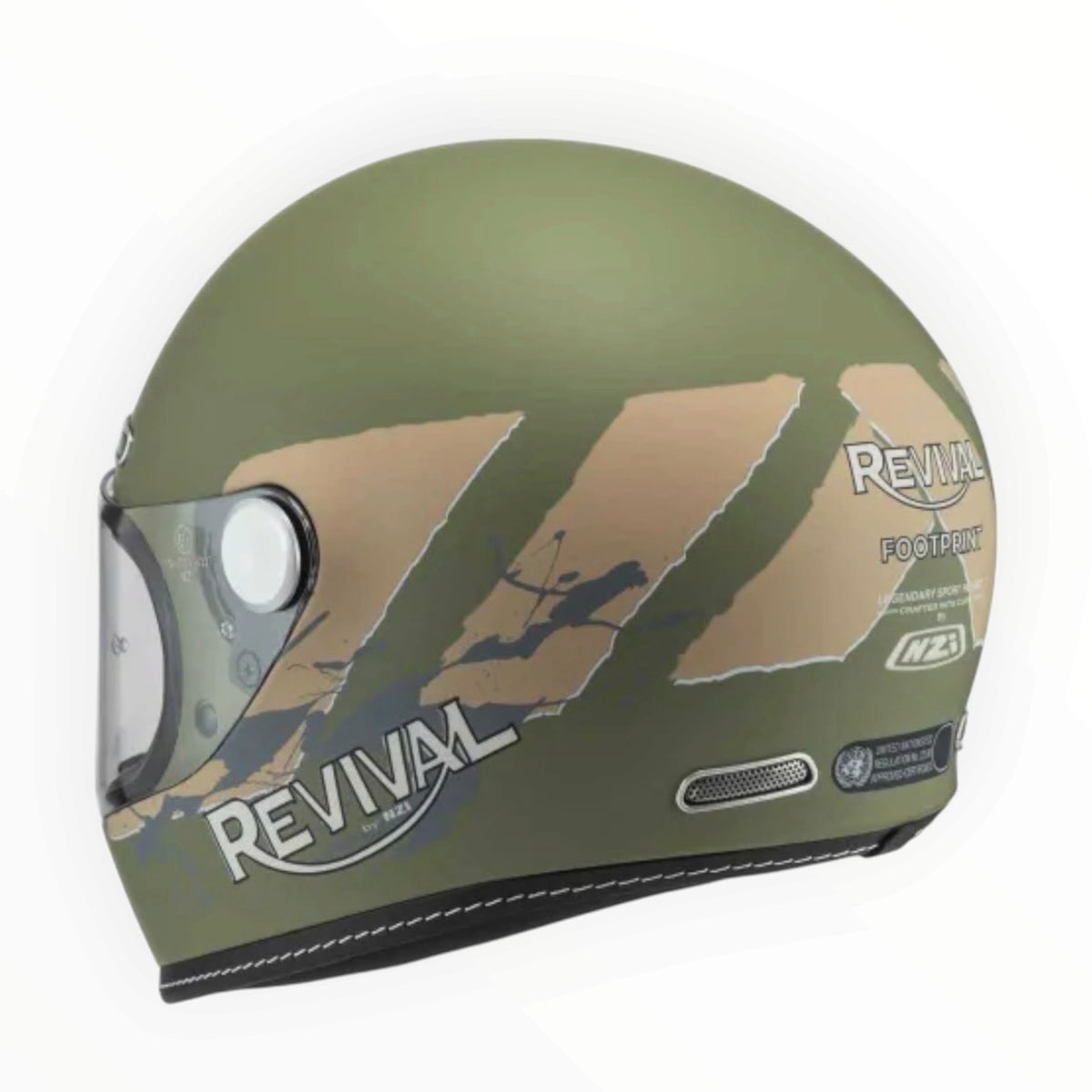 NZI HELMETS  ”REVIVAL"  フルフェイスヘルメット【Footprint Green/Grey Matt】装飾品