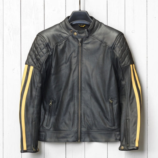 MERLIN （マーリン） パンチングレザーレザージャケット 　"ICON D3O LEATHER JACKET" 【ブラック/ゴールド】