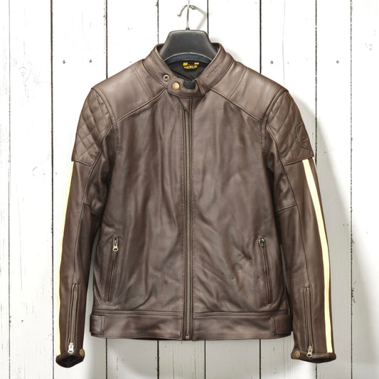 MERLIN （マーリン） パンチングレザーレザージャケット 　"ICON D3O LEATHER JACKET" 【ブラウン/クリーム】