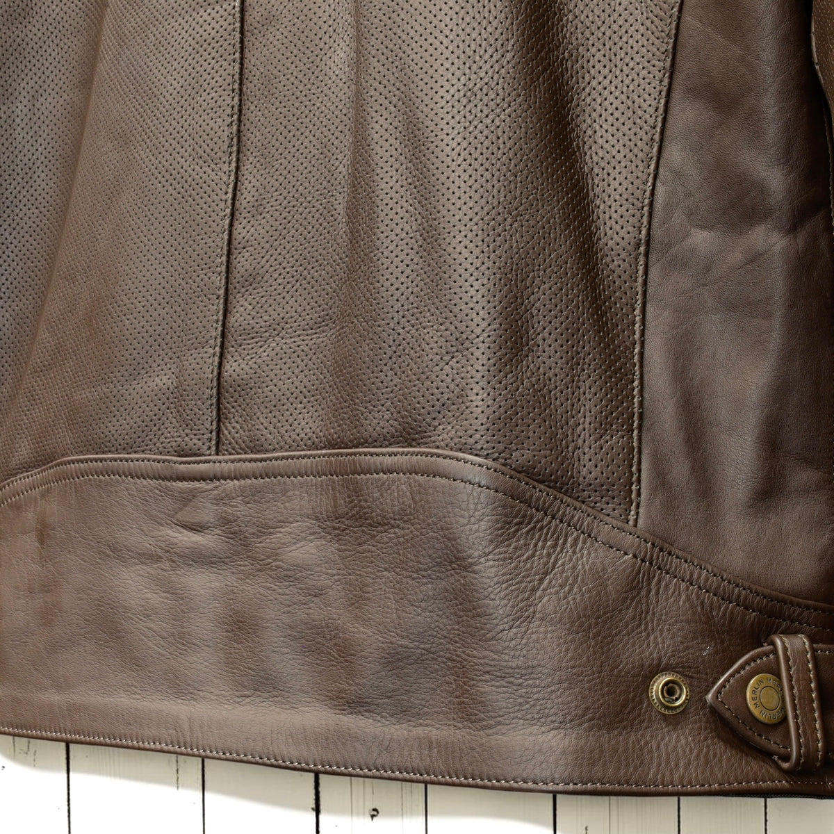 MERLIN （マーリン） パンチングレザーレザージャケット 　"ICON D3O LEATHER JACKET" 【ブラウン/クリーム】