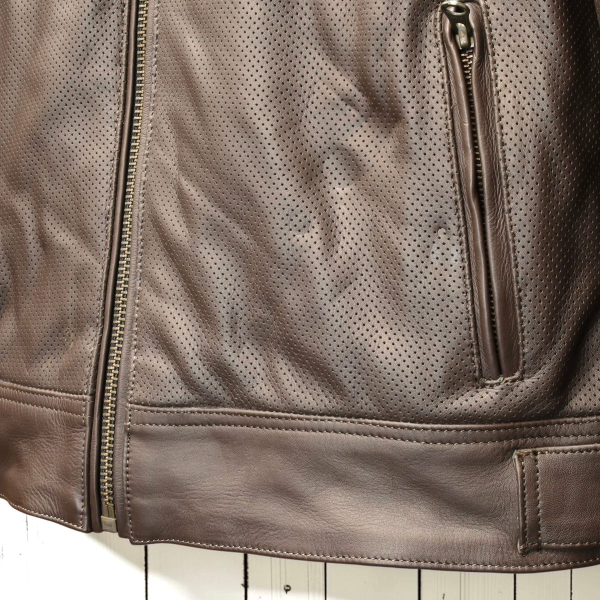 MERLIN （マーリン） パンチングレザーレザージャケット 　"ICON D3O LEATHER JACKET" 【ブラウン/クリーム】