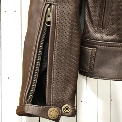 MERLIN （マーリン） パンチングレザーレザージャケット 　"ICON D3O LEATHER JACKET" 【ブラウン/クリーム】