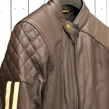 MERLIN （マーリン） パンチングレザーレザージャケット 　"ICON D3O LEATHER JACKET" 【ブラウン/クリーム】