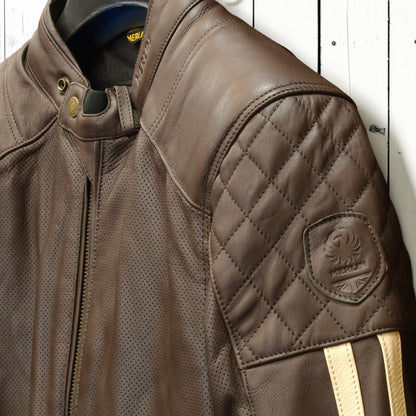 MERLIN （マーリン） パンチングレザーレザージャケット 　"ICON D3O LEATHER JACKET" 【ブラウン/クリーム】
