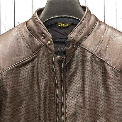 MERLIN （マーリン） パンチングレザーレザージャケット 　"ICON D3O LEATHER JACKET" 【ブラウン/クリーム】