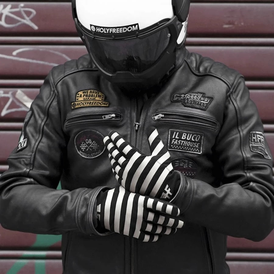 HolyFreedom ホーリーフリーダム テキスタイルグローブ ボーダー ブラック/オフホワイト 【ST.QUENTIN LIGHT GLOVES】