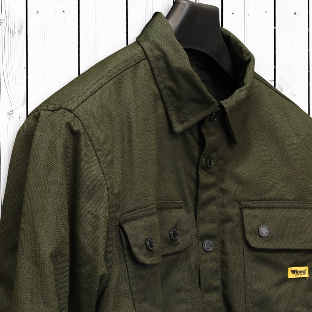 Roeg ローグ ワックコットンシャツジャケット "Chris wax Overshirt" 【アーミーグリーン】