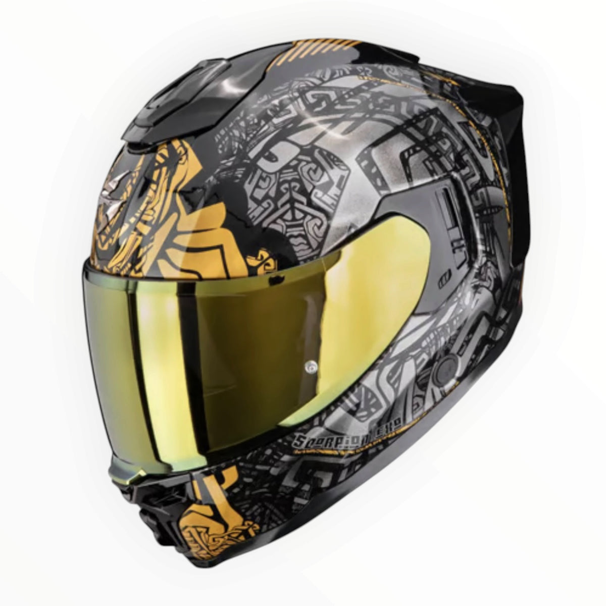 SCORPION（スコーピオン） EXO-1500 Air Apus フルフェイスヘルメット【Black/Grey/Gold】装飾品