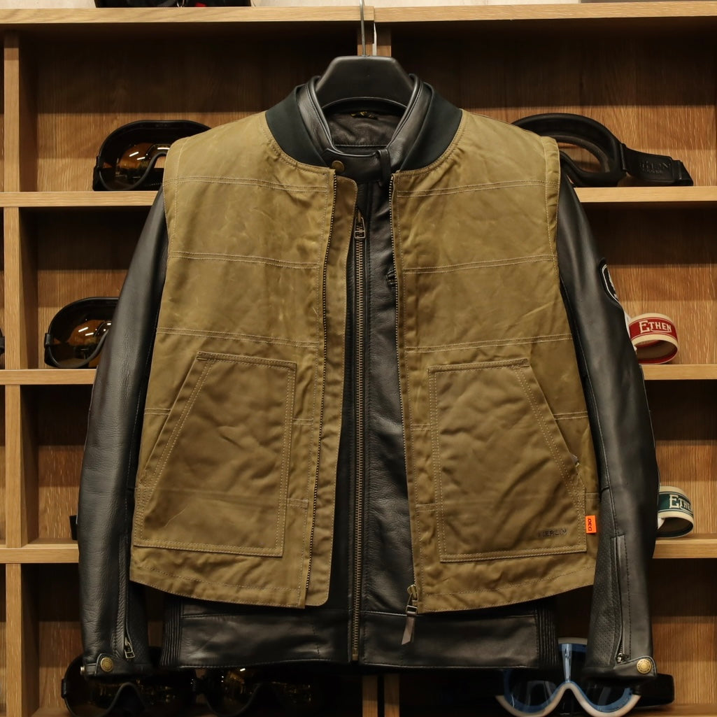 MERLIN マーリン ライディング用 ワックスコットンベスト "Bobber CE Riding Vest" 【デザート】