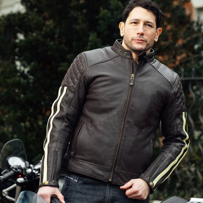 MERLIN （マーリン） パンチングレザーレザージャケット 　"ICON D3O LEATHER JACKET" 【ブラウン/クリーム】