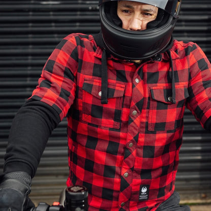 MERLIN （マーリン） ライディングシャツジャケット "DEADWOOD FLANNEL HOODY" 【ブラック/レッド】