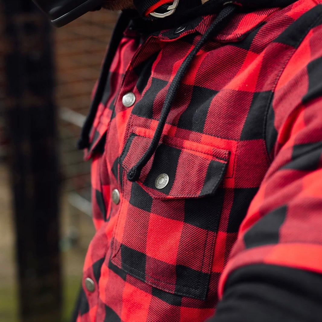 MERLIN （マーリン） ライディングシャツジャケット "DEADWOOD FLANNEL HOODY" 【ブラック/レッド】
