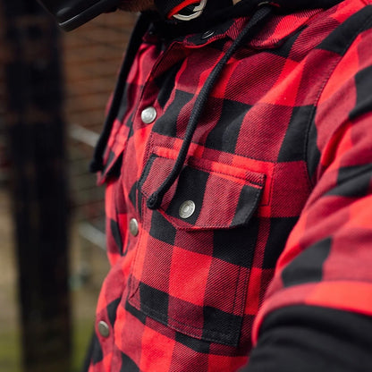 MERLIN （マーリン） ライディングシャツジャケット "DEADWOOD FLANNEL HOODY" 【ブラック/レッド】