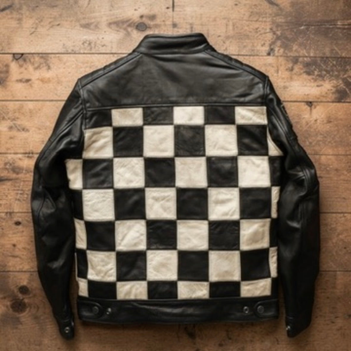 HOLYFREEDOM ホーリーフリーダム パッチワーク レザージャケット ”ZERO BONNEVILLE JACKET" 【ブラック/チェッカー】