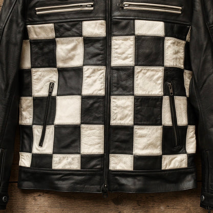 HOLYFREEDOM ホーリーフリーダム パッチワーク レザージャケット ”ZERO BONNEVILLE JACKET" 【ブラック/チェッカー】