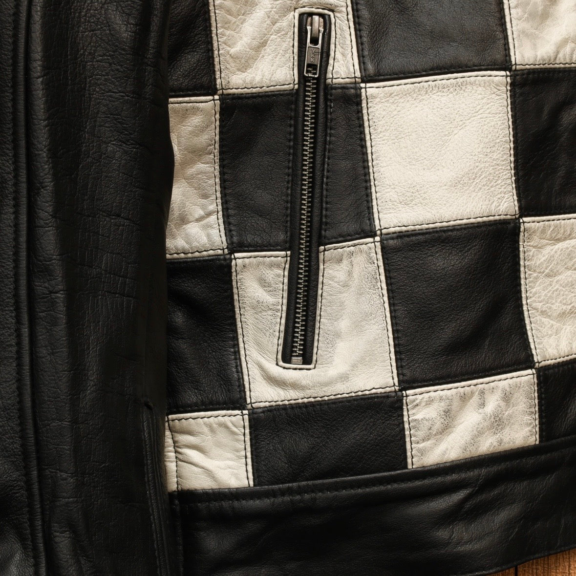 HOLYFREEDOM ホーリーフリーダム パッチワーク レザージャケット ”ZERO BONNEVILLE JACKET" 【ブラック/チェッカー】