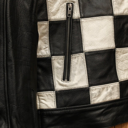 HOLYFREEDOM ホーリーフリーダム パッチワーク レザージャケット ”ZERO BONNEVILLE JACKET" 【ブラック/チェッカー】