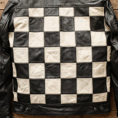 HOLYFREEDOM ホーリーフリーダム パッチワーク レザージャケット ”ZERO BONNEVILLE JACKET" 【ブラック/チェッカー】