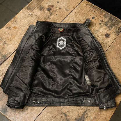 HOLYFREEDOM ホーリーフリーダム パッチワーク レザージャケット ”ZERO BONNEVILLE JACKET" 【ブラック/チェッカー】
