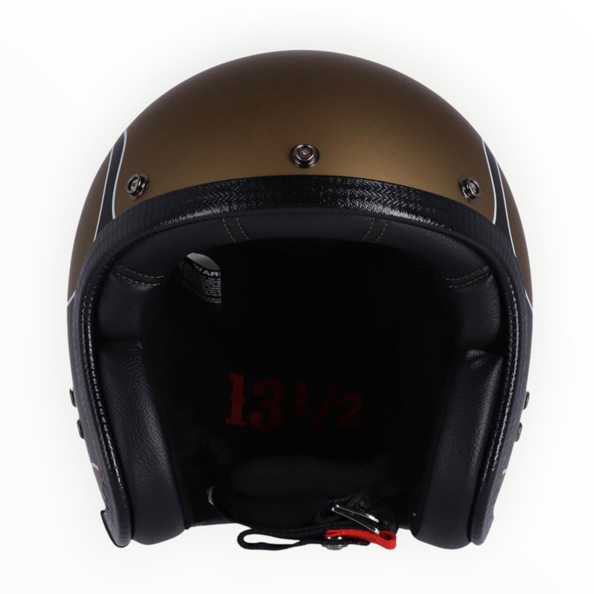 13 1/2（サーティーアンドアハーフ）”Skull bucket"  ジェットヘルメット  flames matte gold 【装飾品】